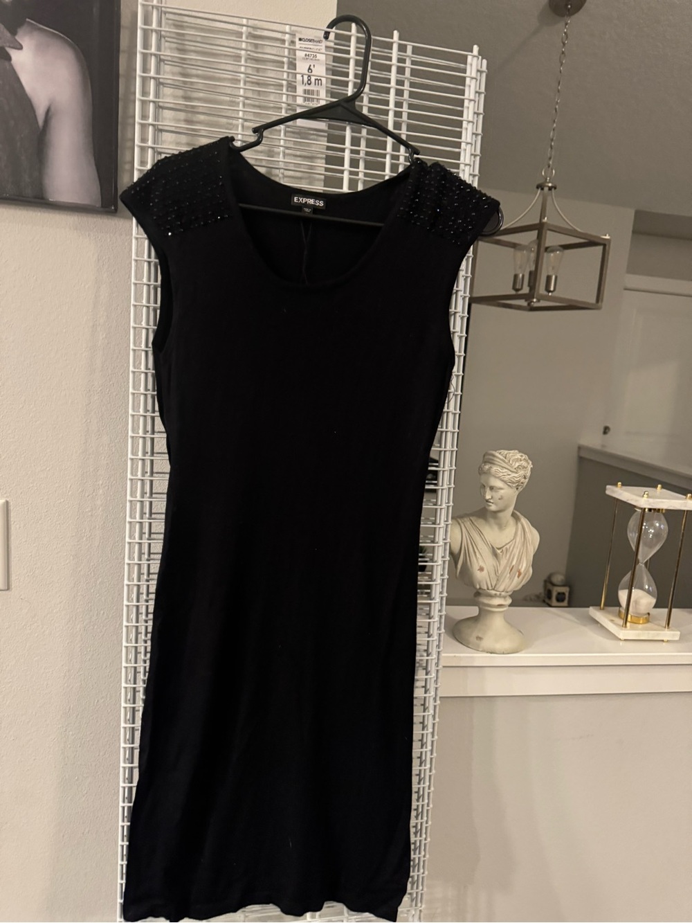 Express Black Beaded Shoulder Midi Dress